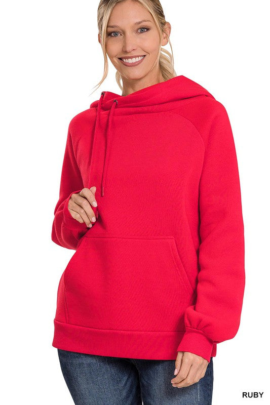 Side Hoodie Sweatshirt With Kangaroo Pocket