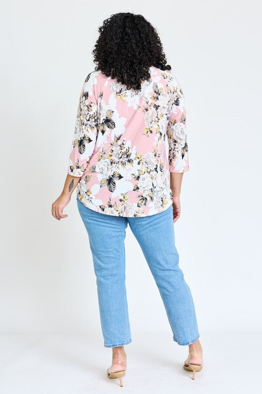 Plus Floral Side Knot Tunic