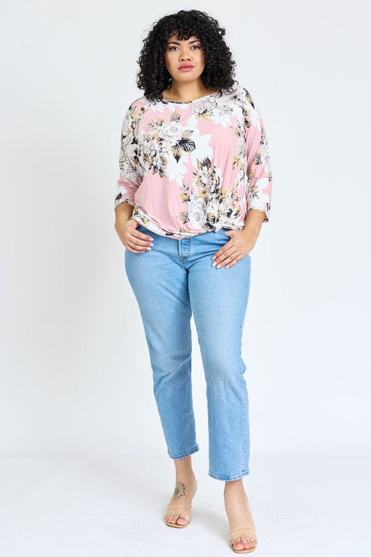 Plus Floral Side Knot Tunic