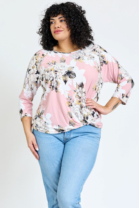 Plus Floral Side Knot Tunic
