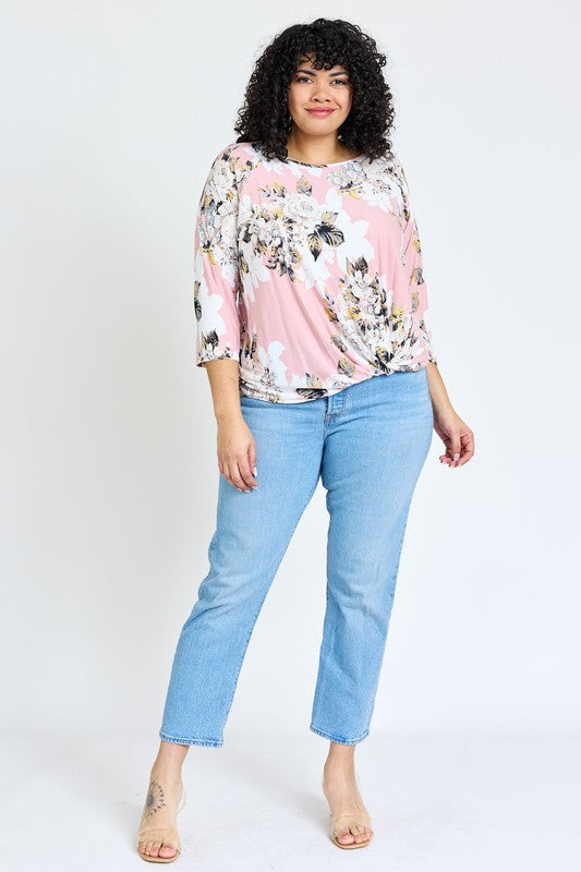 Plus Floral Side Knot Tunic