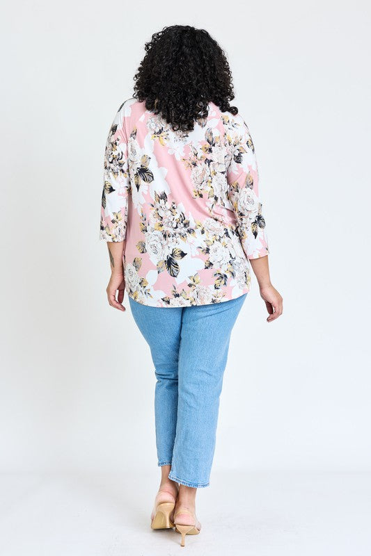 Plus Floral Side Knot Tunic