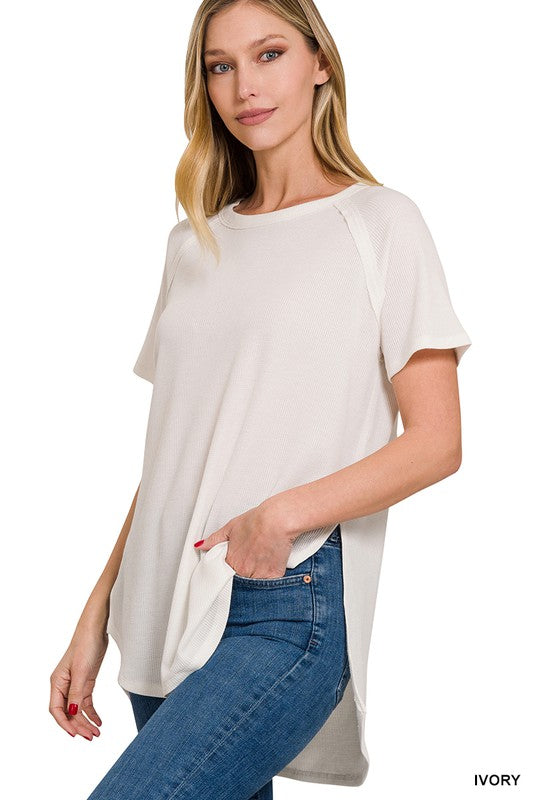 Melange Baby Waffle Short Sleeve Top