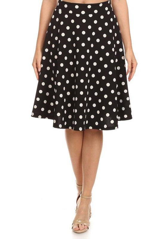 Polka Dot Knee Length A-line Skirt