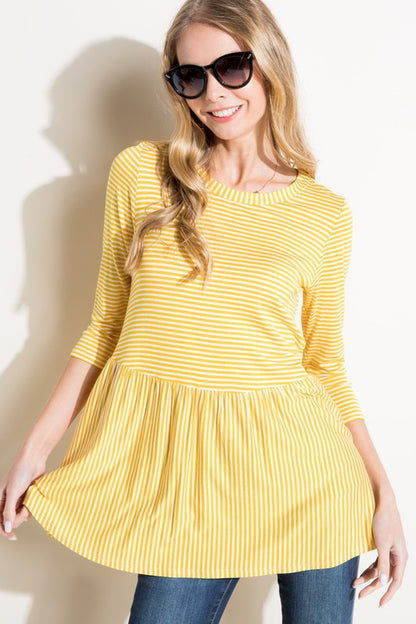 Plus Pin Stripe Babydoll Tunic Top