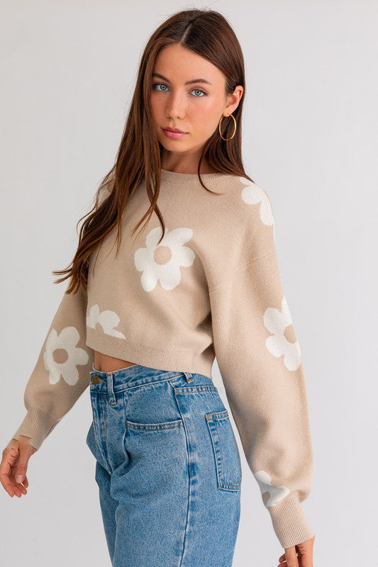 Daisy Long Sleeve Crop Sweater