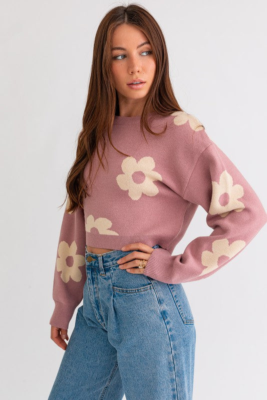Daisy Long Sleeve Crop Sweater