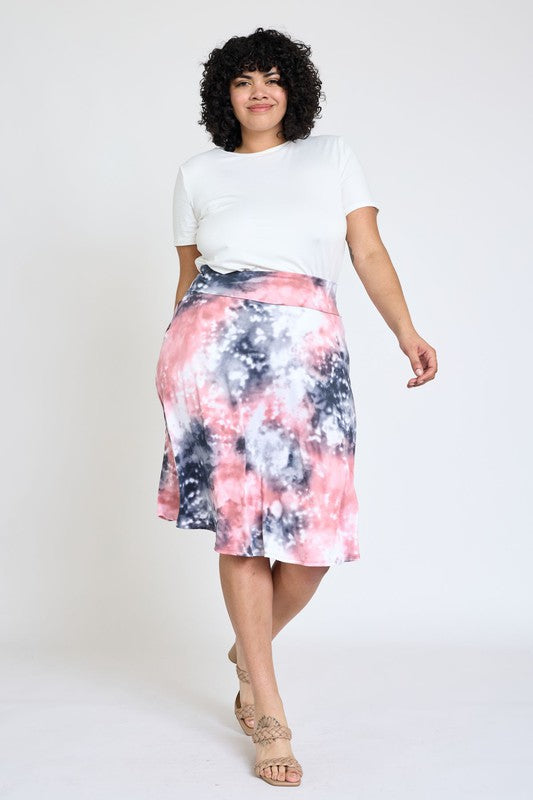 Plus Printed Swing Skirt