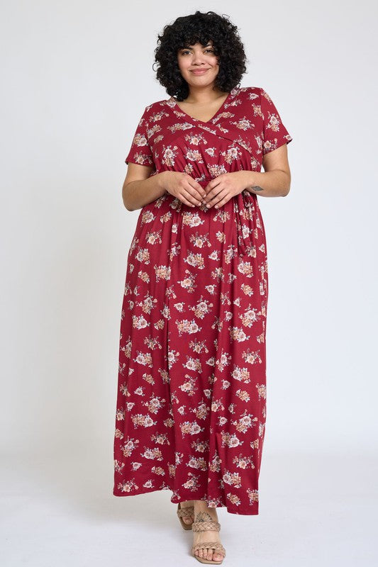 Plus Floral Surplice Sash Maxi Dress