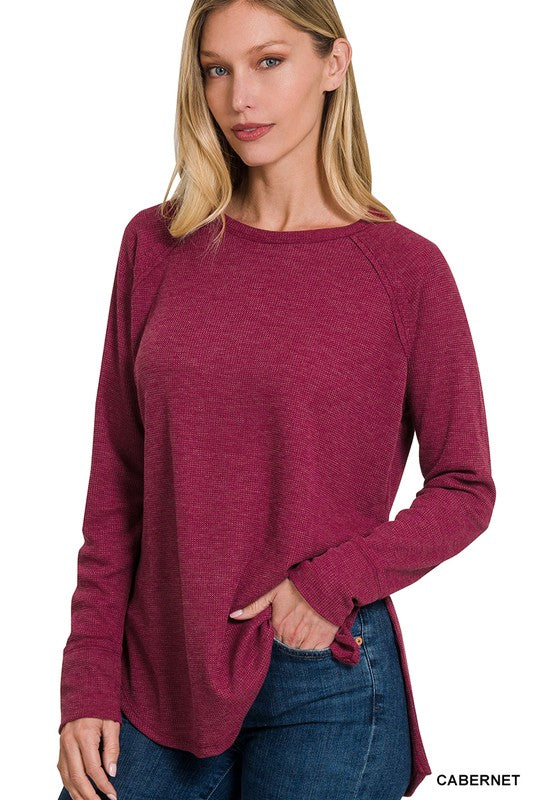 Melange Baby Waffle Long Sleeve Top