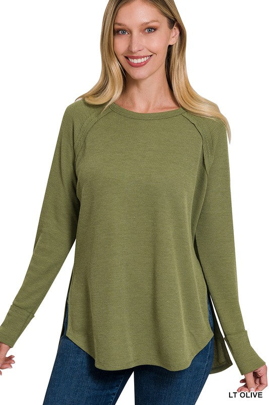 Melange Baby Waffle Long Sleeve Top