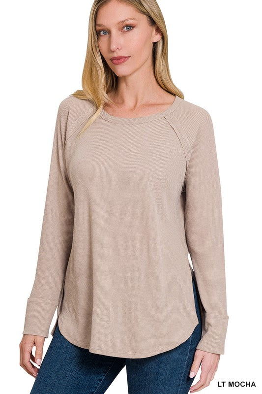 Melange Baby Waffle Long Sleeve Top