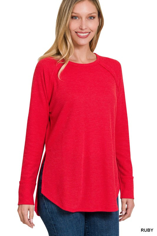 Melange Baby Waffle Long Sleeve Top