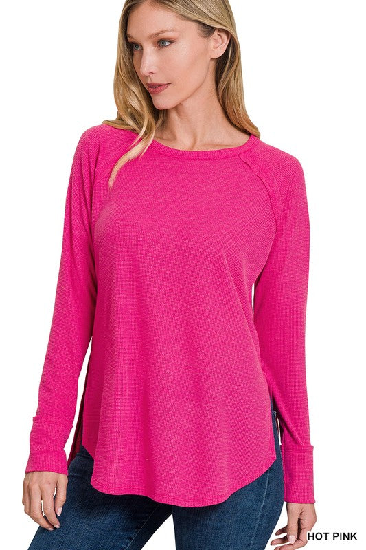 Melange Baby Waffle Long Sleeve Top