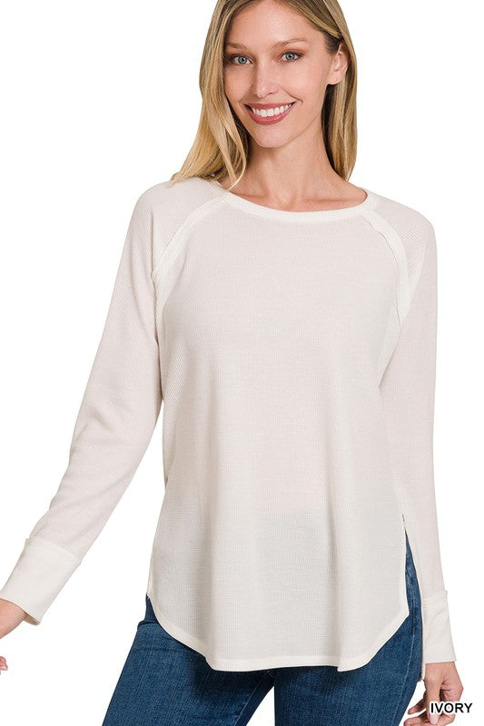 Melange Baby Waffle Long Sleeve Top