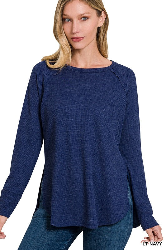 Melange Baby Waffle Long Sleeve Top