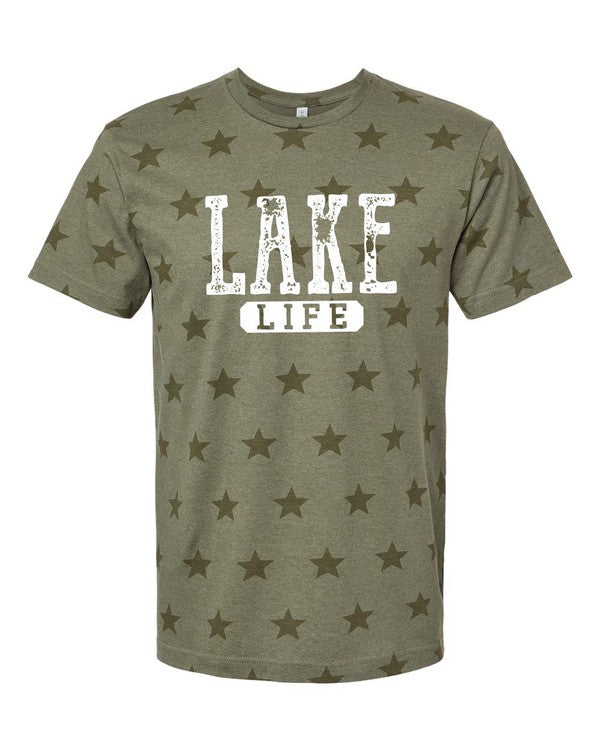 Plus Stars Distressed Lake Life Graphic Tee