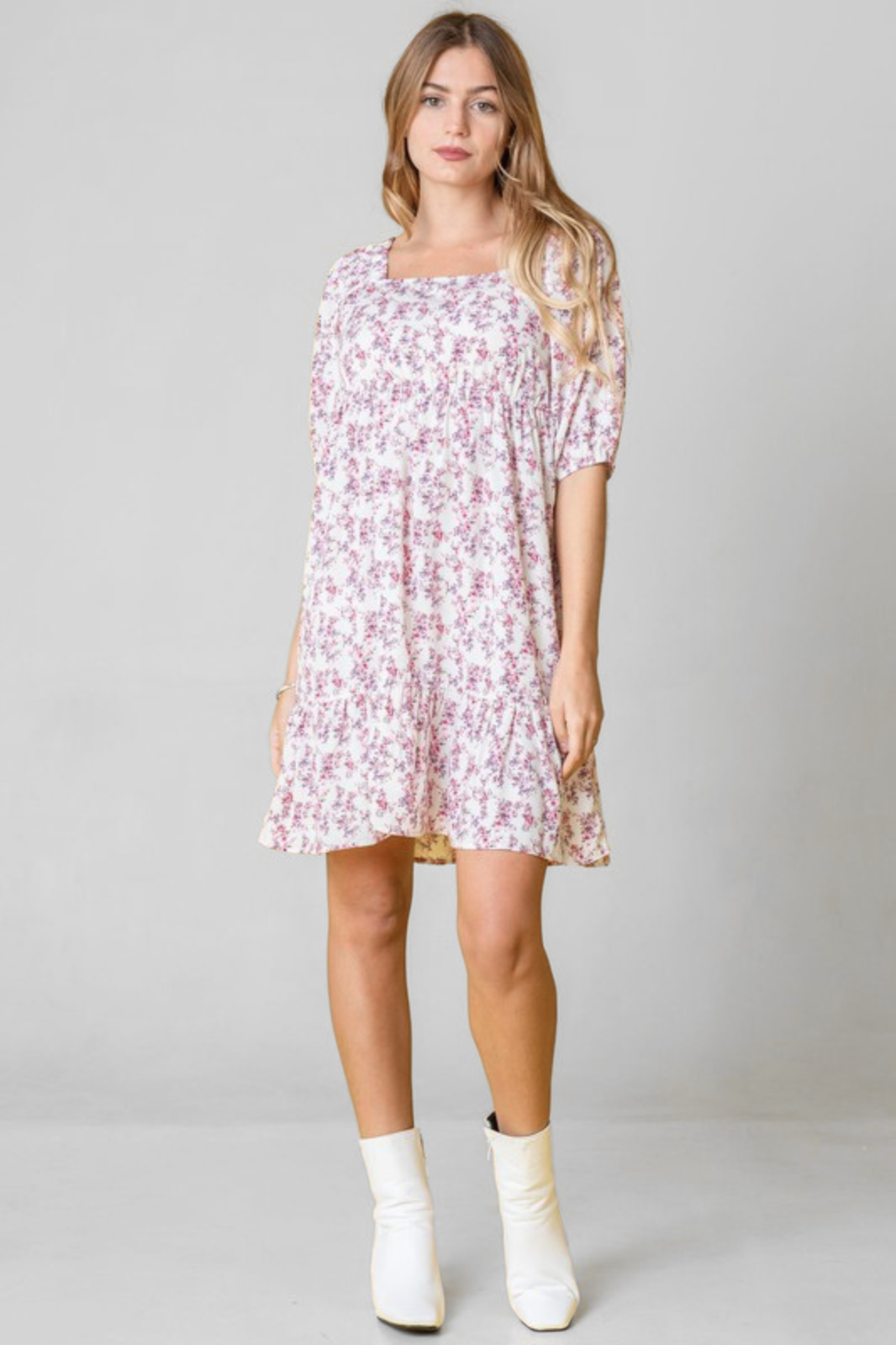 Plus Ditsy Floral Square Neck Ruffle Hem Dress – Lavender Latte Boutique