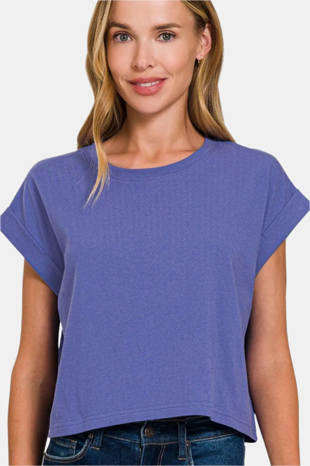 Marlin Cotton Folded Sleeve Top