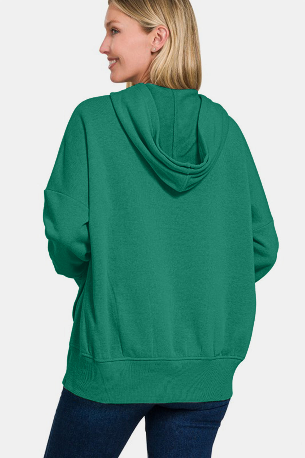 Fleece Half Snap Button Hooded Sweatshirt