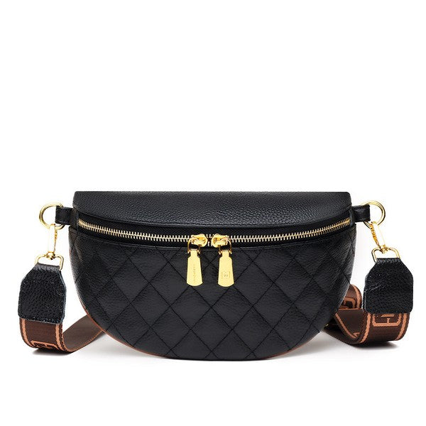 Myra Quilted Genuine Leather Crescent Sling Bag