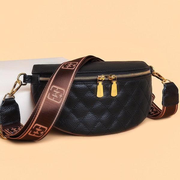 Myra Quilted Genuine Leather Crescent Sling Bag