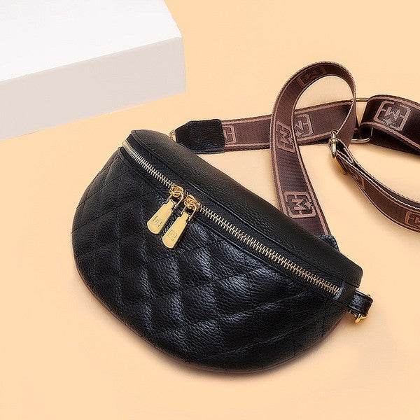 Myra Quilted Genuine Leather Crescent Sling Bag