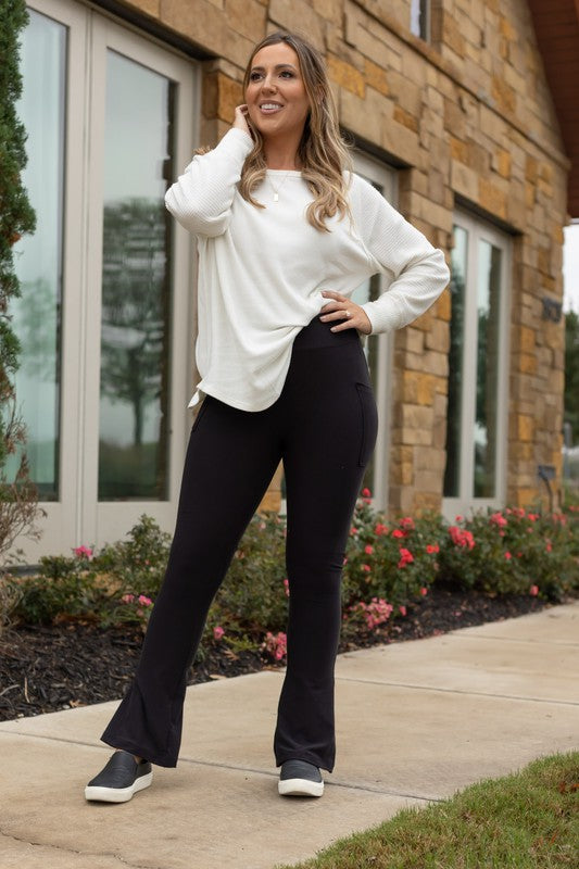 Black Flare Leggings with Pockets