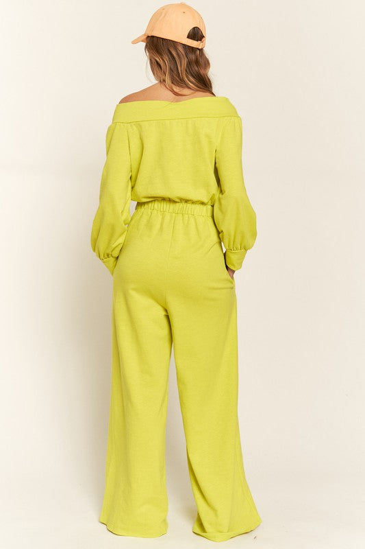 One Shoulder Terry Jumpsuit