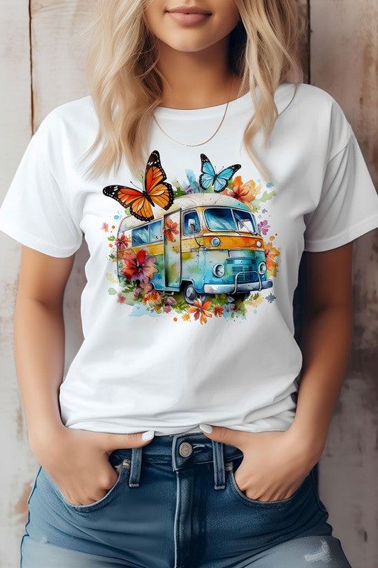 Retro Van Vintage Butterfly Graphic T-Shirt