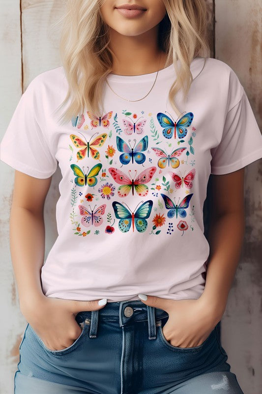 Retro Vintage Butterflies Graphic T-Shirt