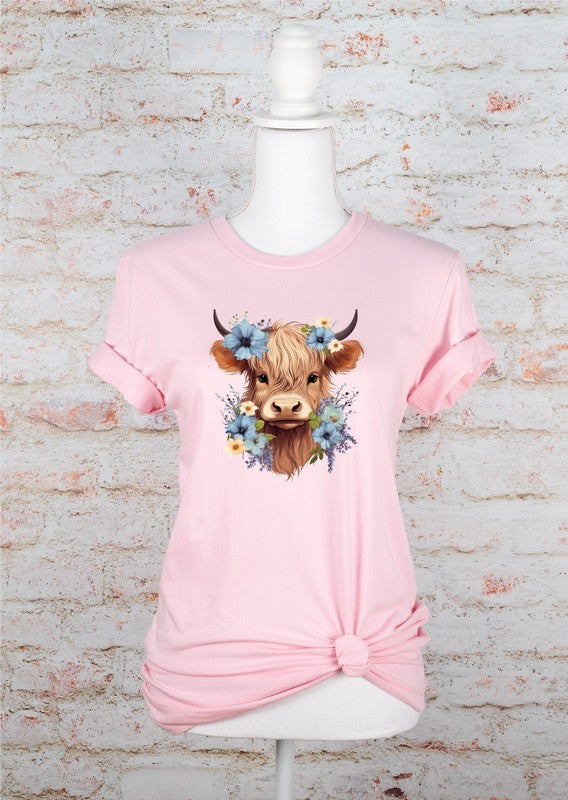 Plus Blue Baby Highland Cow Graphic Tee