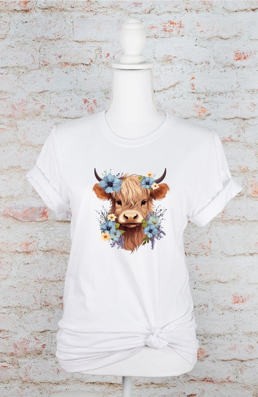 Plus Blue Baby Highland Cow Graphic Tee