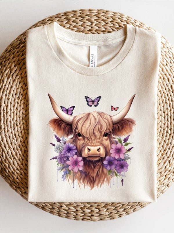 Plus Purple Baby Highland Cow Graphic Tee