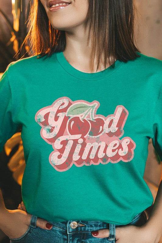 Retro Good Times Cherry Fruit Graphic T Shirt