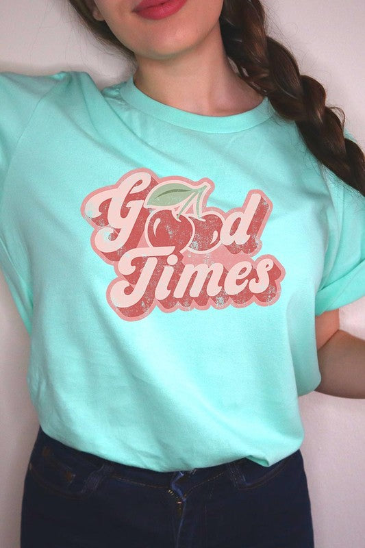 Retro Good Times Cherry Fruit Graphic T Shirt