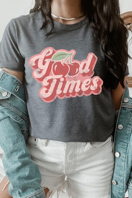 Retro Good Times Cherry Fruit Graphic T Shirt