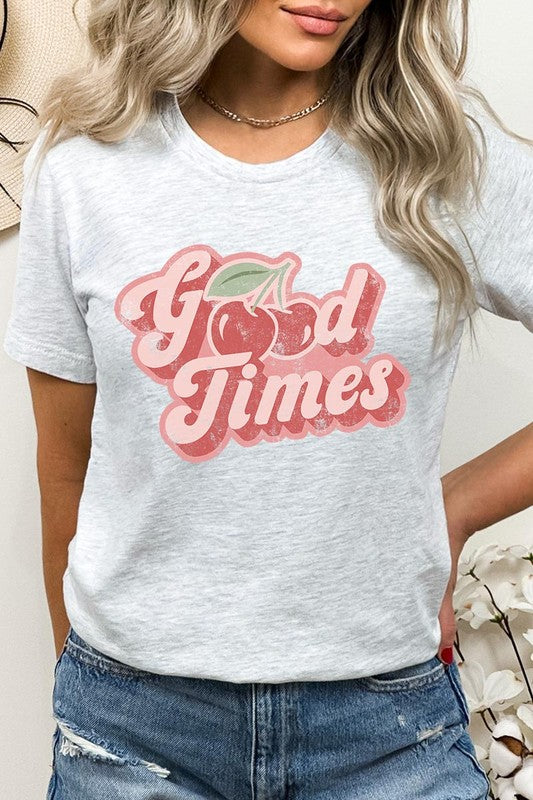 Retro Good Times Cherry Fruit Graphic T Shirt