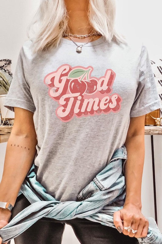 Retro Good Times Cherry Fruit Graphic T Shirt