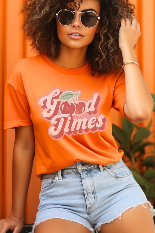 Retro Good Times Cherry Fruit Graphic T Shirt