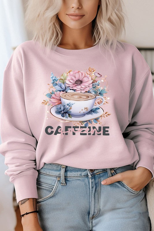 Caffeine Queen Floral Graphic Sweatshirt