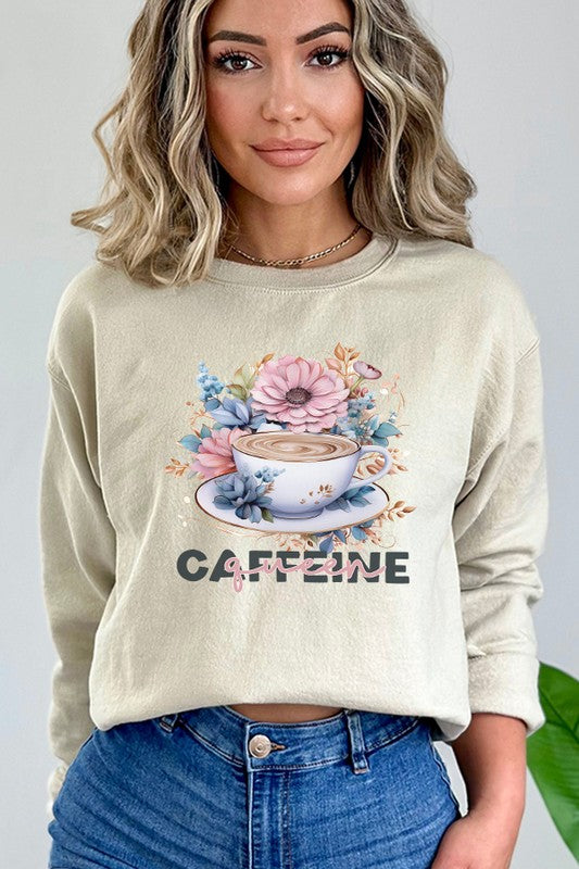 Caffeine Queen Floral Graphic Sweatshirt
