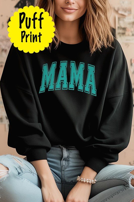 Puff Print Teal Mama Graphic Sweatshirt