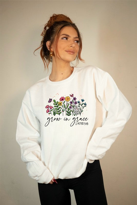 Grow in Grace Flower Crewneck Sweatshirt