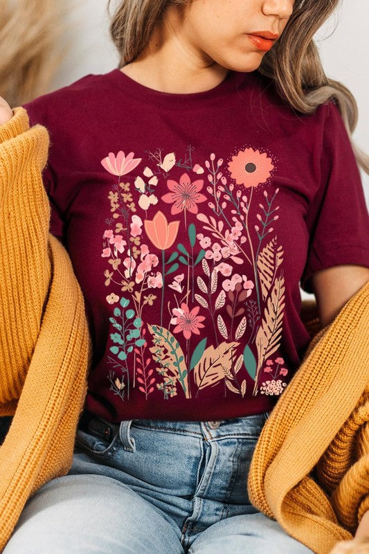 Pastel Wildflower Floral Graphic T Shirt
