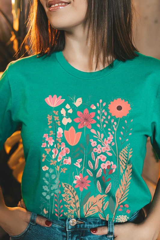 Pastel Wildflower Floral Graphic T Shirt