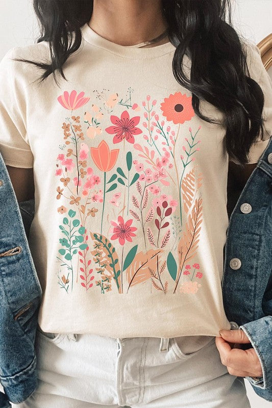 Pastel Wildflower Floral Graphic T Shirt