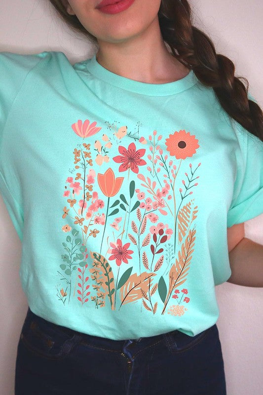 Pastel Wildflower Floral Graphic T Shirt