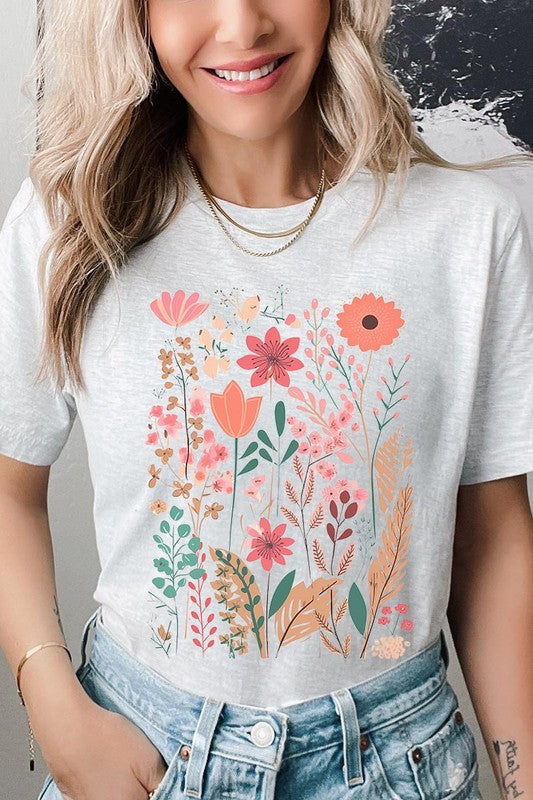 Pastel Wildflower Floral Graphic T Shirt