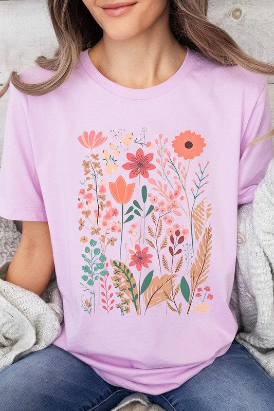 Pastel Wildflower Floral Graphic T Shirt